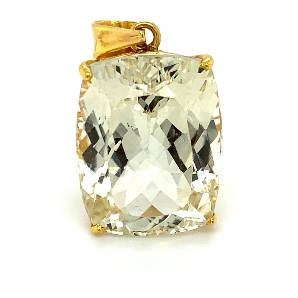 Certified Yellow Kunzite 41.00ct Solid 18K Pendant